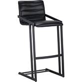 Webber Bar Stool in Black Bonded Leather & Black Steel (Set of 2)